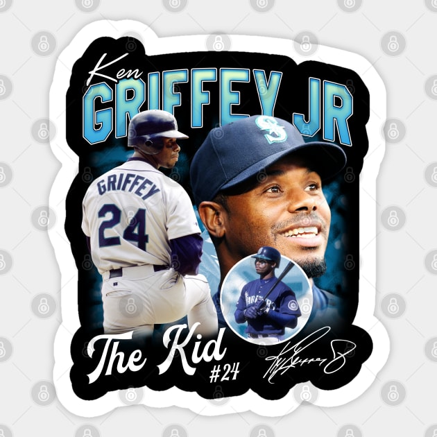 Ken Griffey Jr The Kid Basketball Legend Signature Vintage Retro 80s 90s Bootleg Rap Style Sticker by CarDE